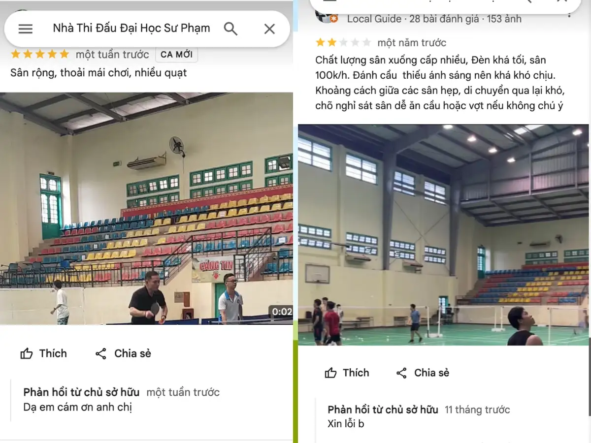 Đánh giá của các vợt thủ khi trải nghiệm thực tế tại sân: