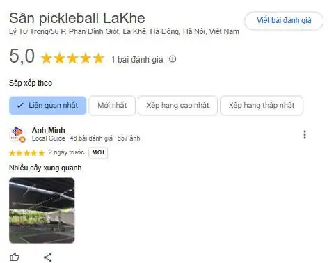 Những đánh giá về sân Pickleball La Khê 