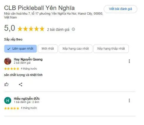 Đánh giá của người chơi về Sân Pickleball Yên Nghĩa