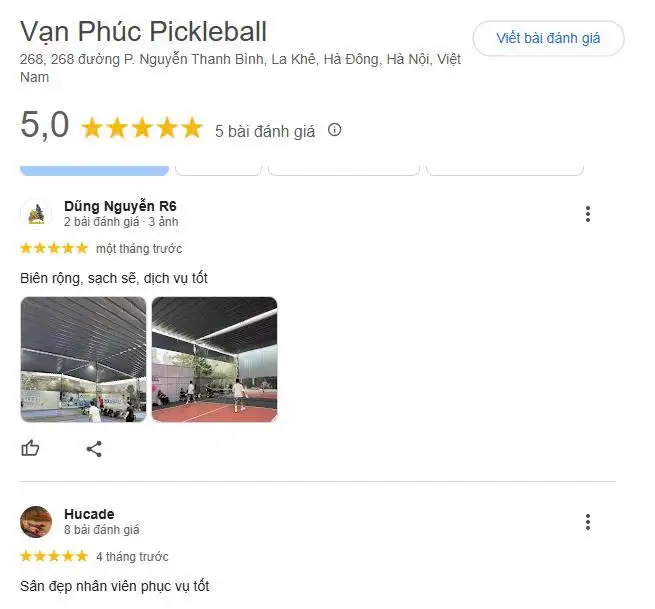 Những nhận xét tích cực về sân Vạn Phúc Pickleball