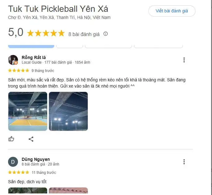 Đánh giá sân Pickleball Hà Đông TukTuk