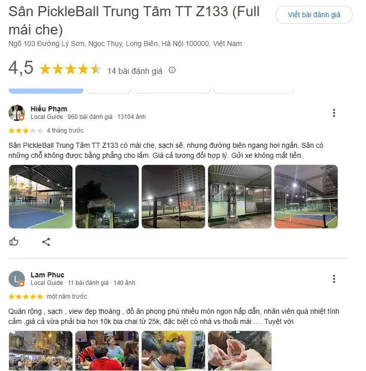 Tổng hợp các đánh giá về Sân Pickleball Z133