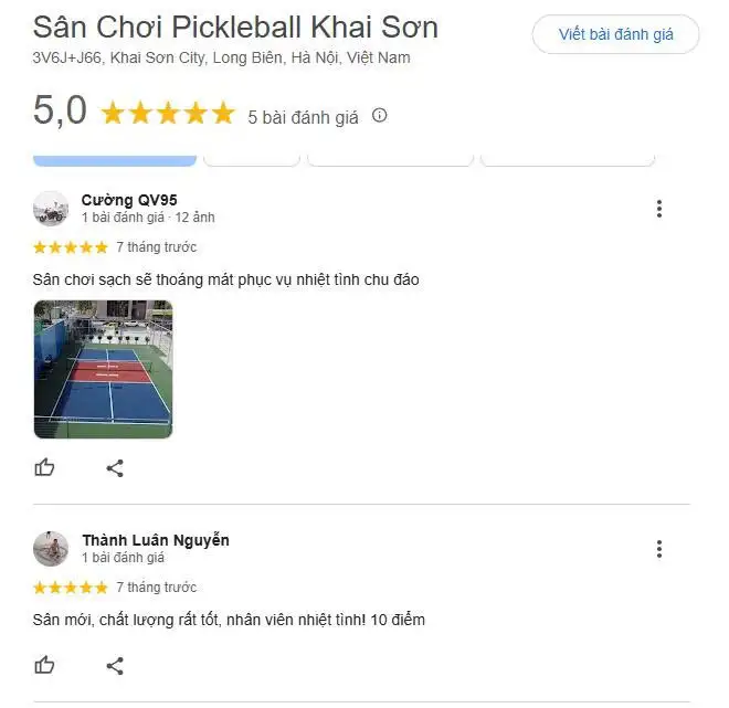Những đánh giá về sân Pickleball Khai Sơn