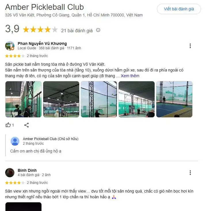 Tổng hợp những đánh giá về sân Pickleball Amber