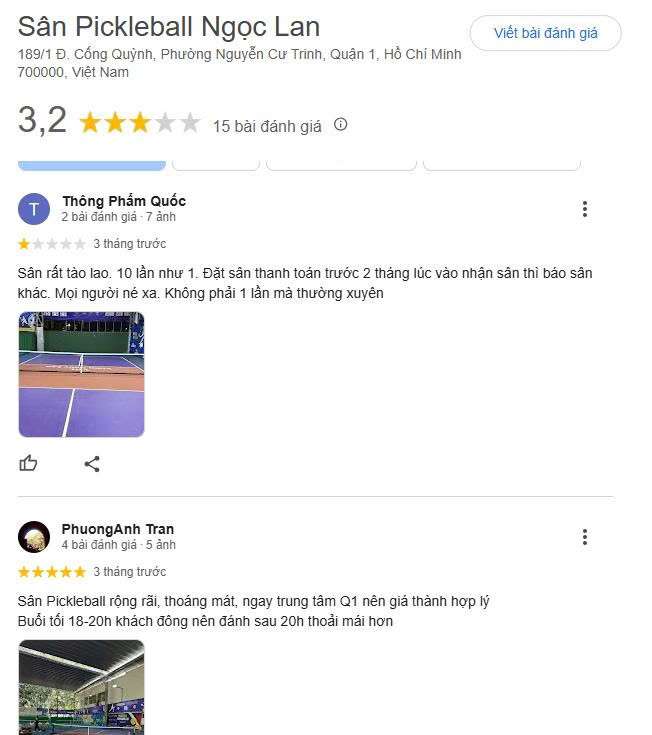 Tổng hợp các review về sân Pickleball Vườn Ngọc Lan