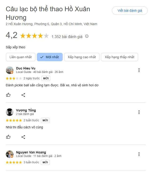 Tổng hợp review về sân Pickleball Hồ Xuân Hương