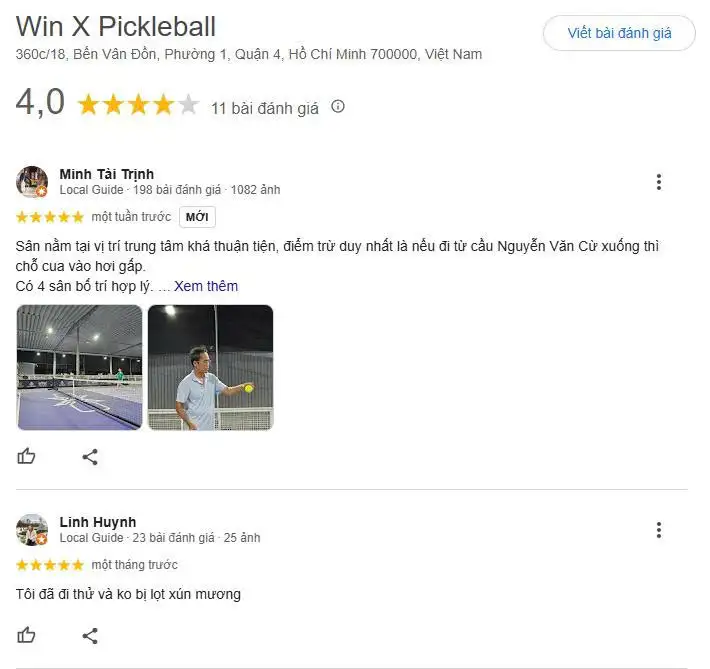 Tổng hợp review về sân Win X Pickleball Court Quận 4 