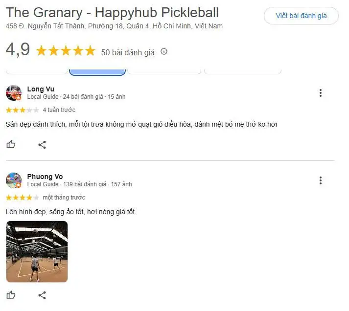 Tổng hợp review về sân Pickleball The Granary - Happyhub Quận 4 