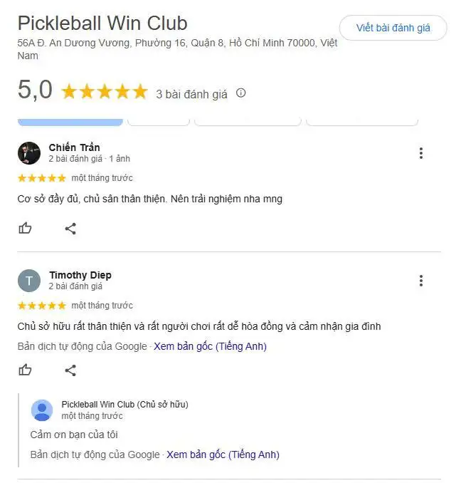 Tổng hợp đánh giá về sân Pickleball Win Club Quận 8