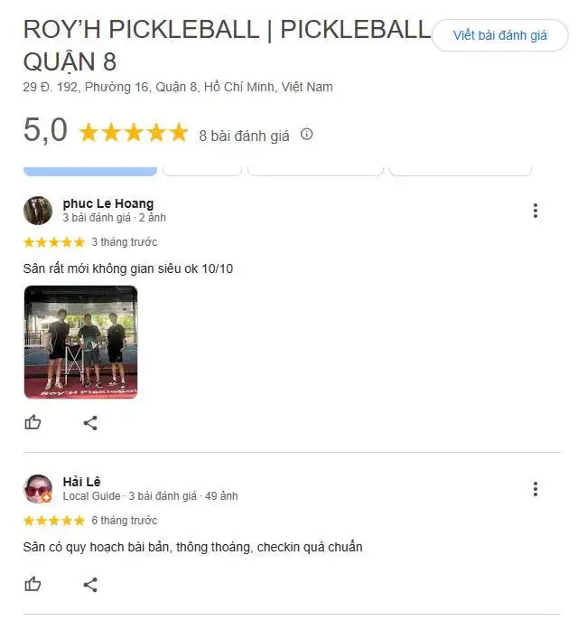 Top các review về sân Roy'H Pickleball