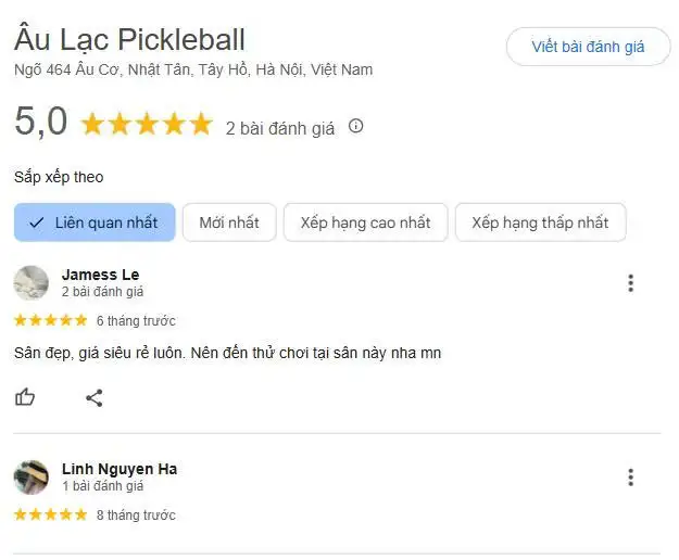 Tổng hợp các đánh giá về sân Pickleball Âu Lạc