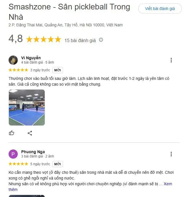 Những đánh giá về sân Pickleball Smash Zone tại Lion Mall