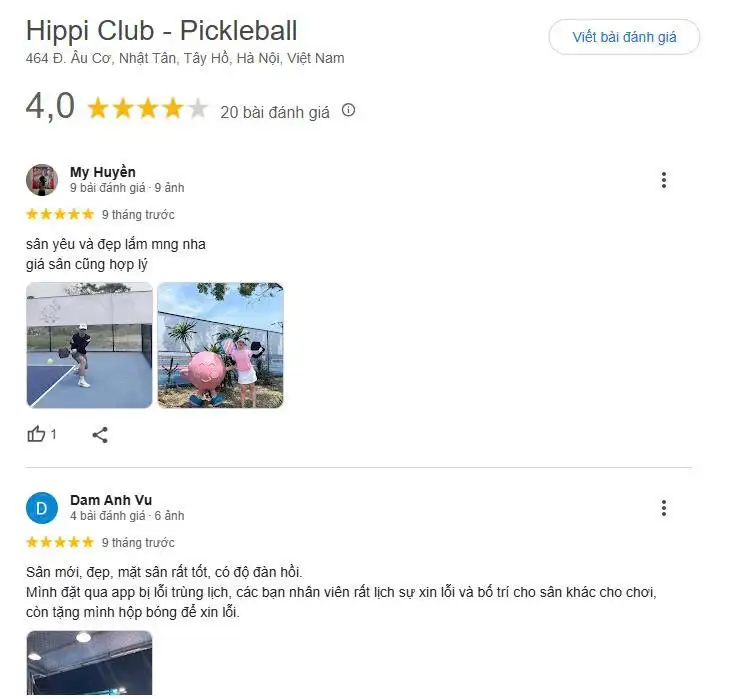 Tổng hợp những đánh giá về sân Pickleball Hippi Club  