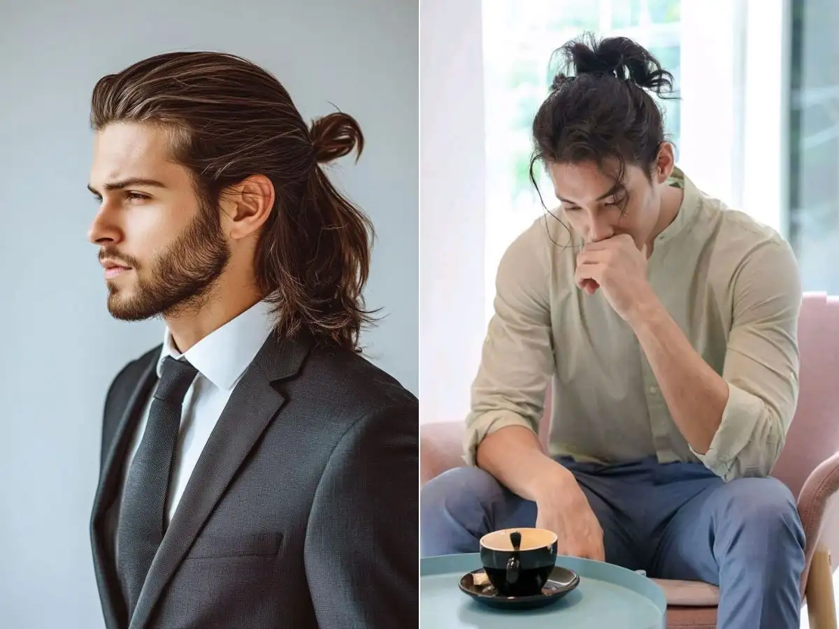Đây là kiểu tóc mà chỉ phần tóc phía trên được buộc hoặc búi lại, phần còn lại để xõa tự nhiên