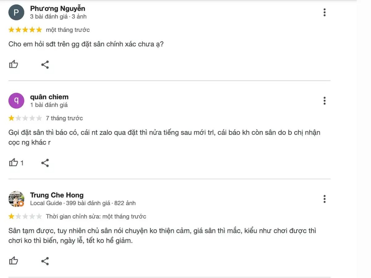Review khách hàng về sân cầu lông Chu Văn An 