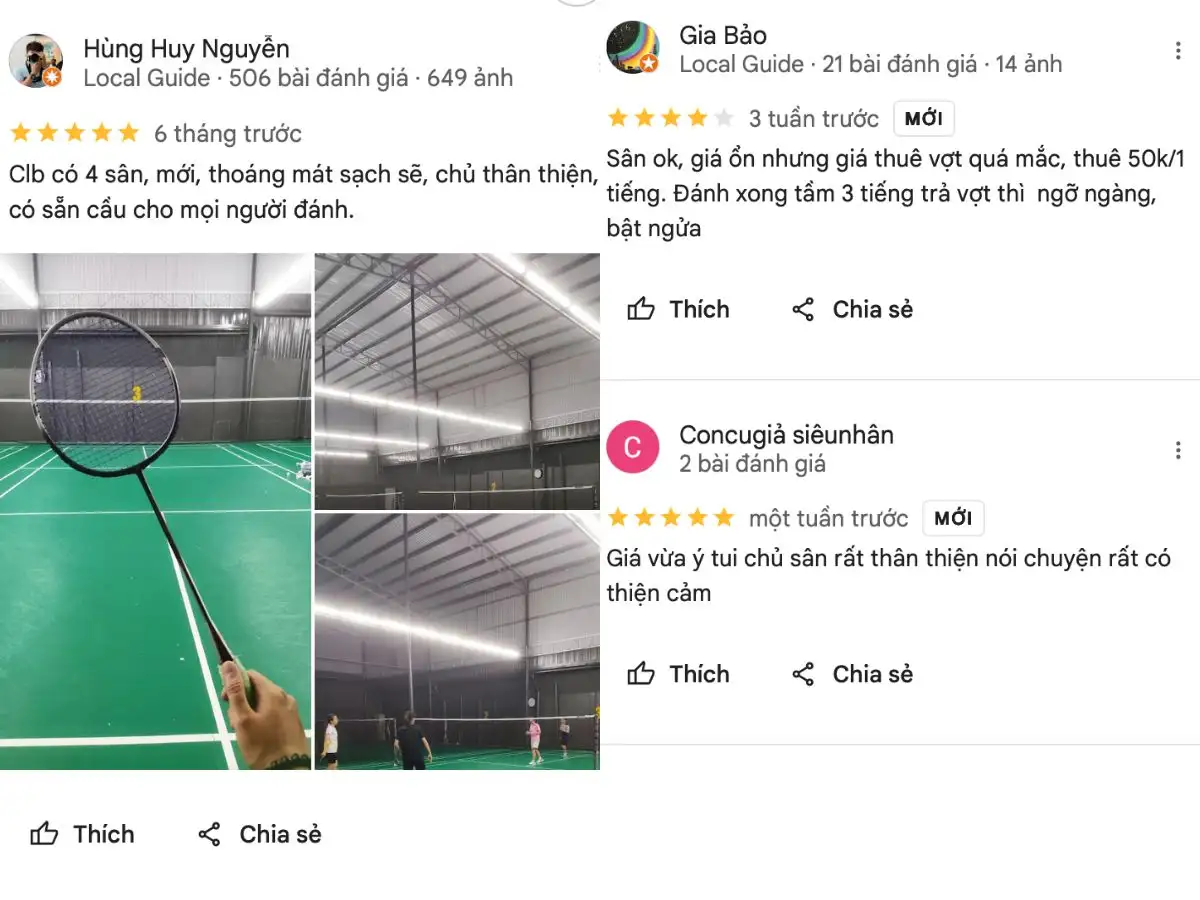 Đánh giá chân thực về sân cầu lông Bông Sao