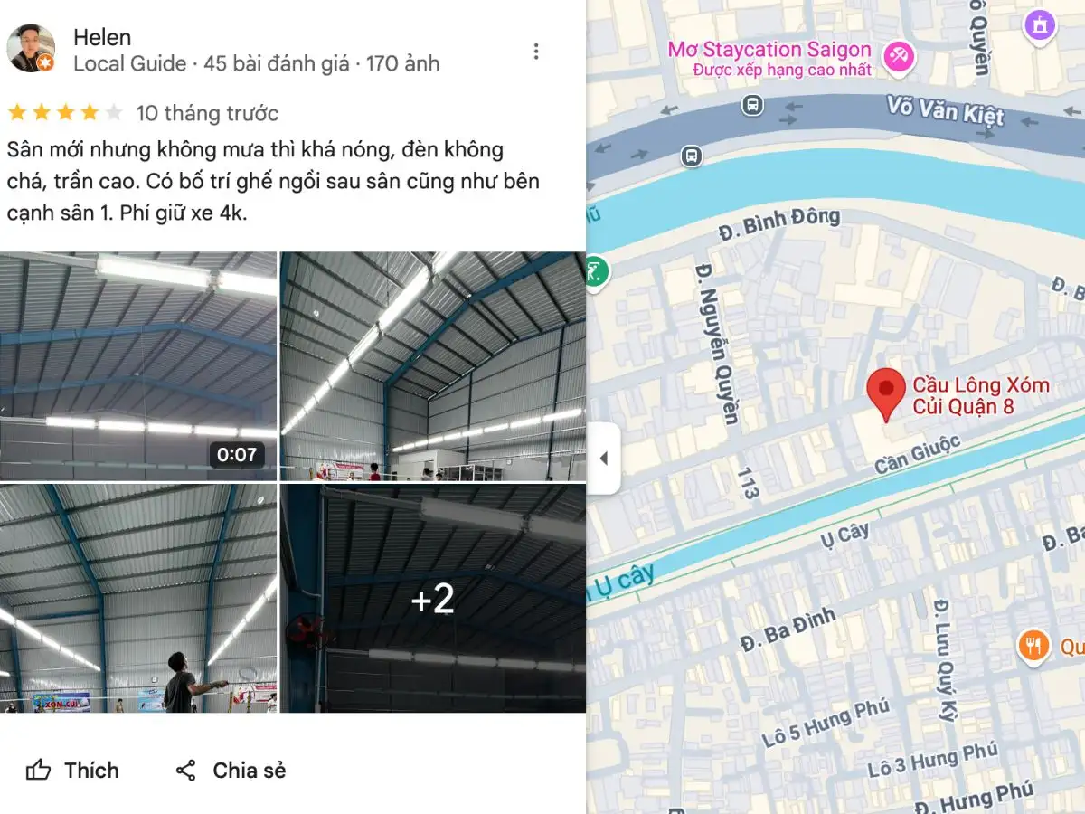 Đánh giá về sân cầu lông Xóm Củi