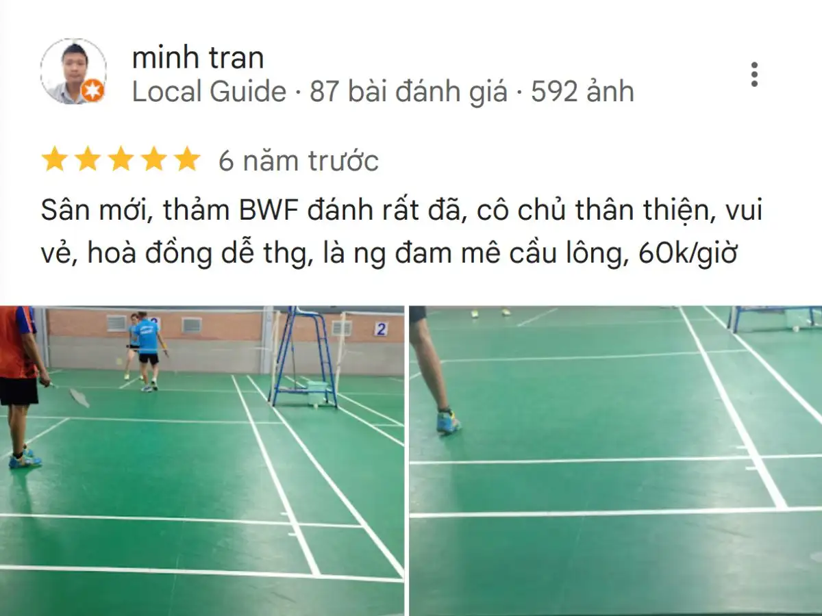 Đánh giá của người chơi về Sân cầu lông Tường Anh