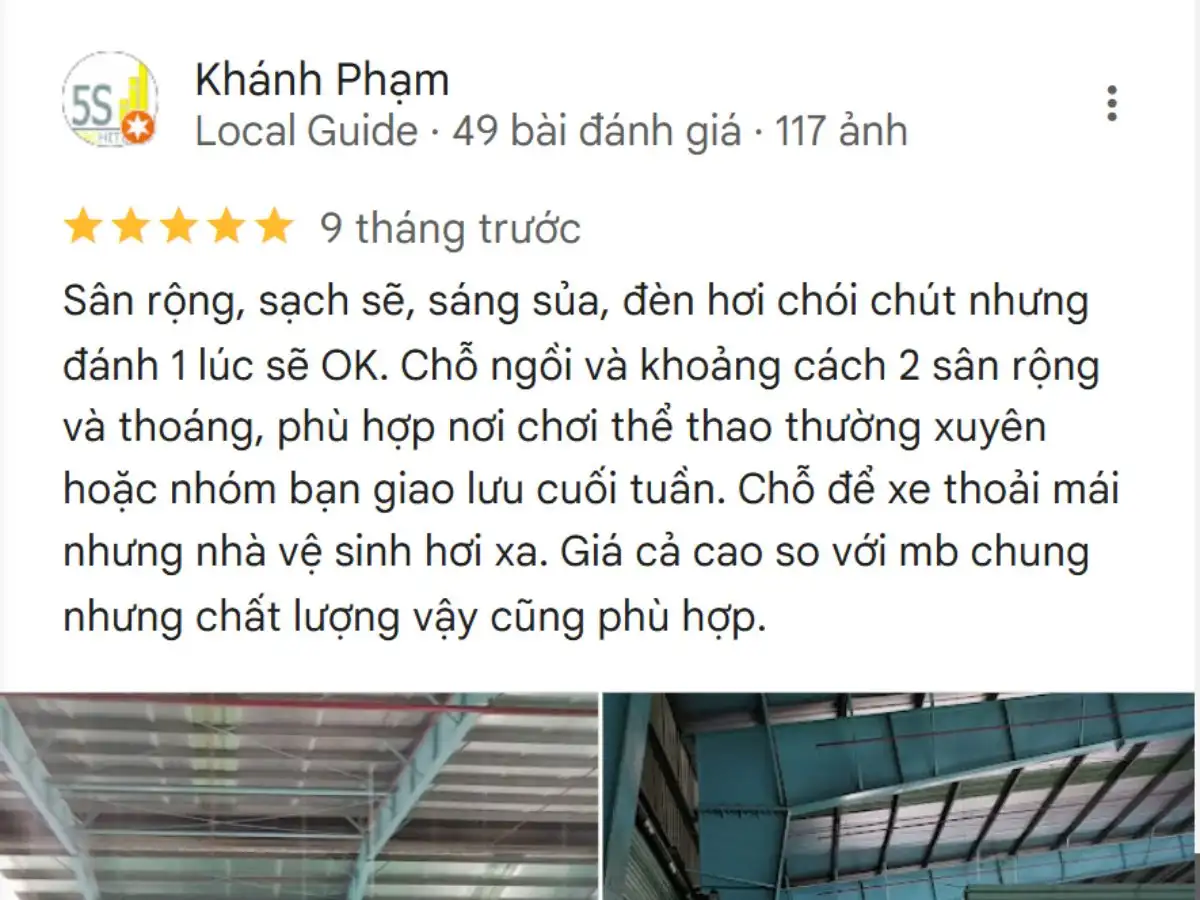 Đánh giá của người chơi về Sân cầu lông SHB Thủ Đức