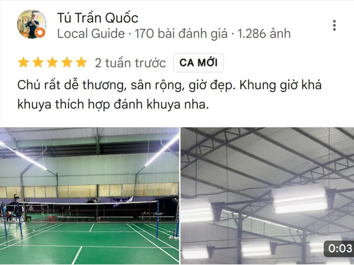 Review từ người chơi về Sân Cầu Lông Viettel Hoàng Hoa Thám