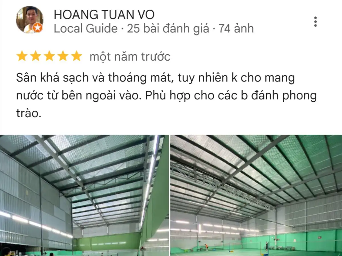 Review từ người chơi về Sân Cầu Lông 632 Trường Chinh
