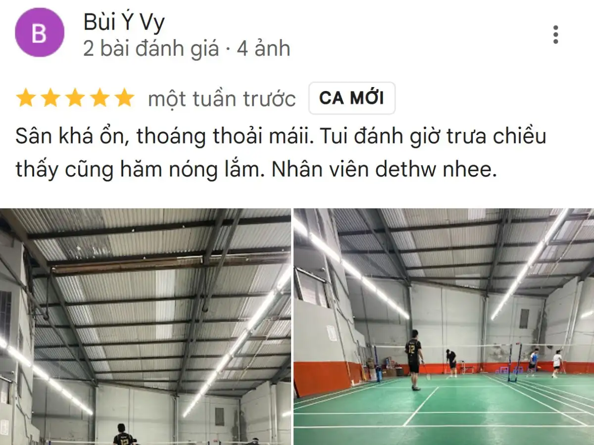 Review từ người chơi về Sân Cầu Lông Đông Hồ 