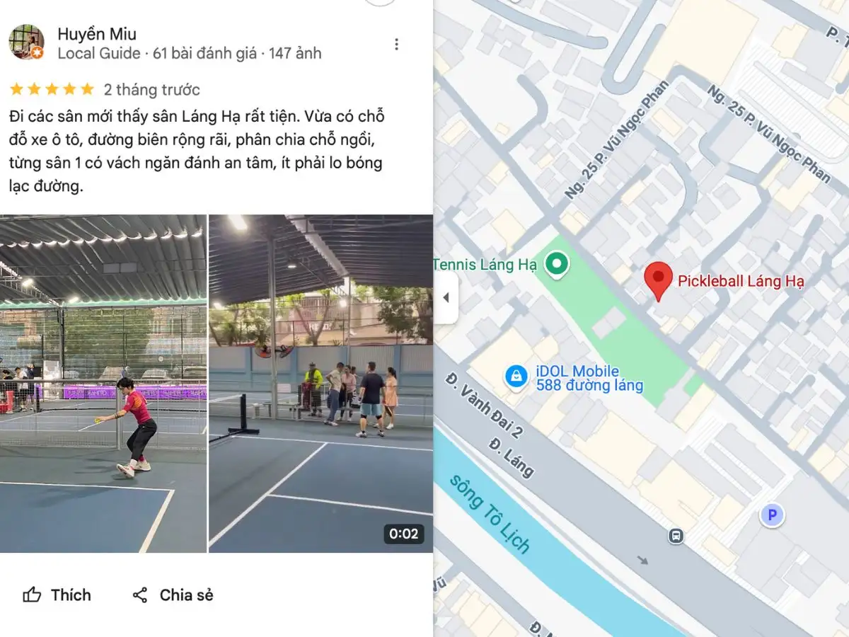Đánh giá về sân Pickleball Láng Hạ