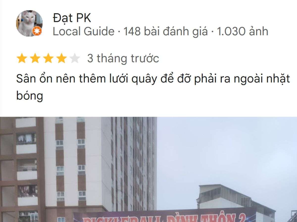 Đánh giá của người chơi tại Sân Pickleball Đình Thôn 2
