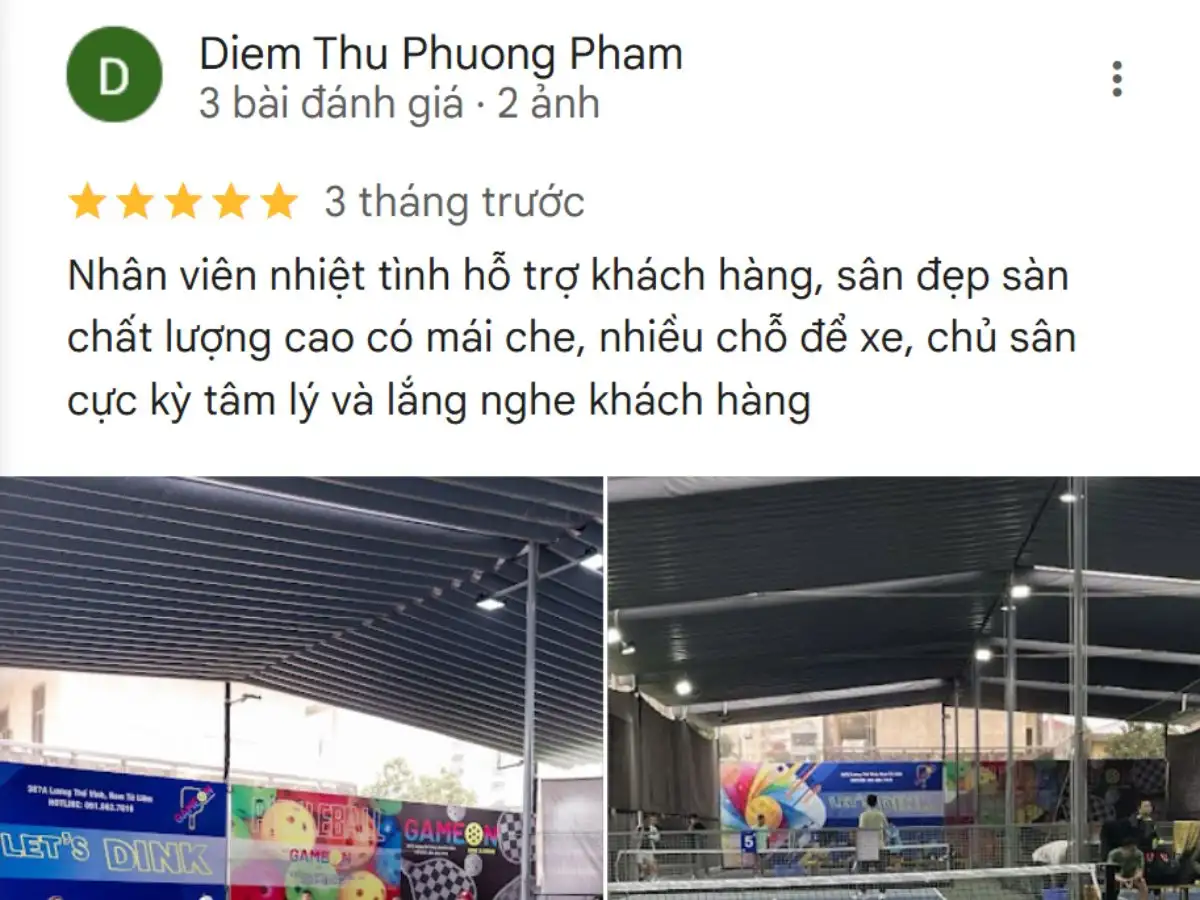 Một số đánh giá của người chơi tại Sân Pickleball Game On