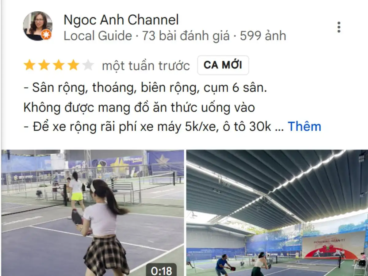 Đánh giá của người chơi tại Sân VN Pickleball Mễ Trì