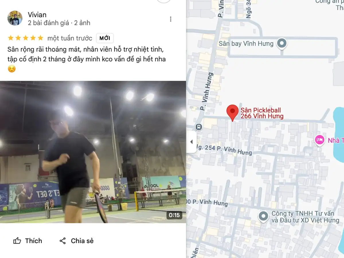  Những đánh giá trải nghiệm về Sân Pickleball 266 Vĩnh Hưng 