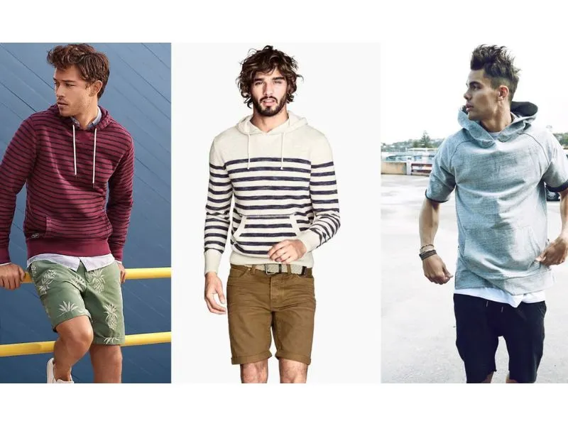 Quần short jean phối cùng áo hoodie