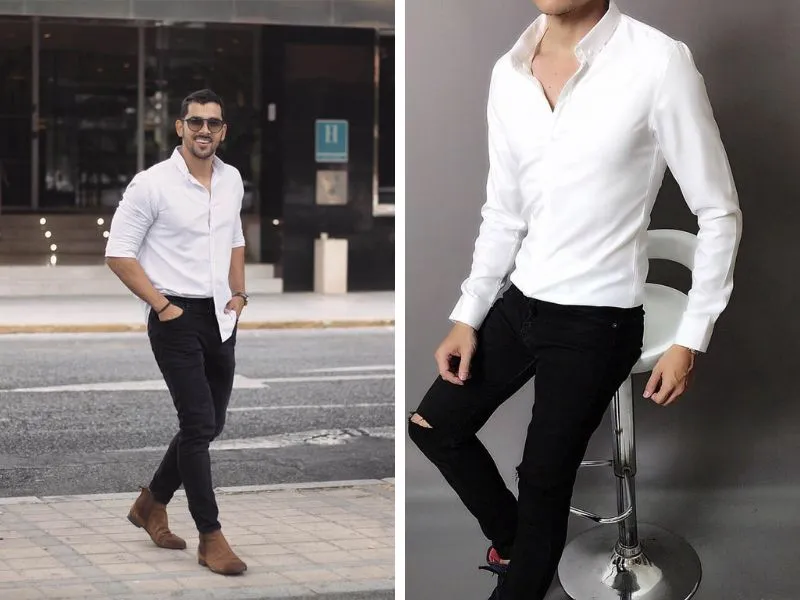 Áo sơ mi oxford kết hợp quần skinny jean