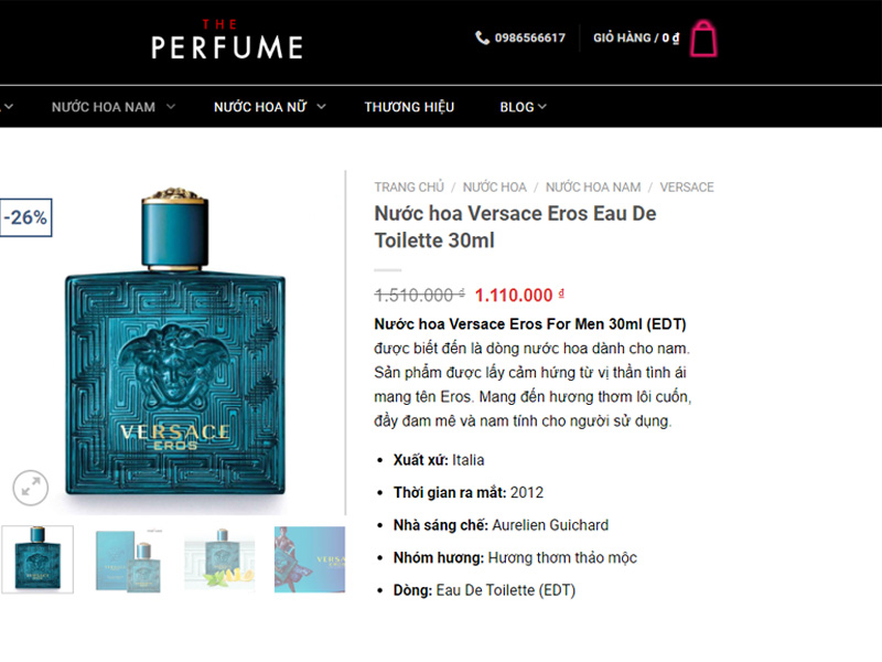 Sản phẩm của Versace tại theperfume.vn