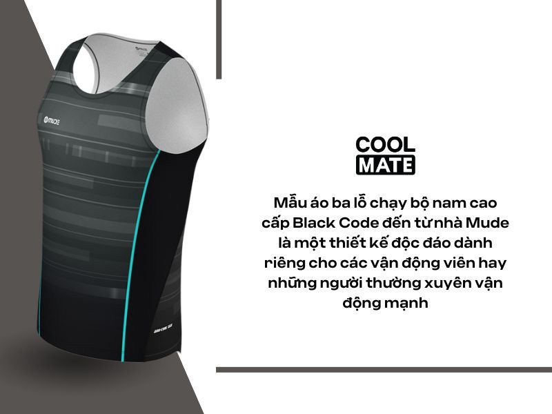 Áo ba lỗ chạy bộ nam Black Code - Mude