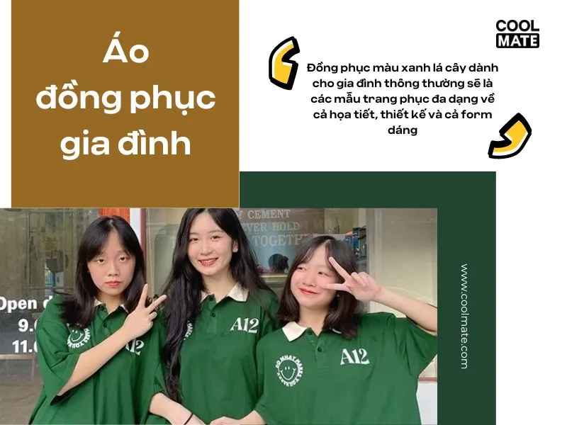 Áo đồng phục màu xanh lá cây cho gia đình