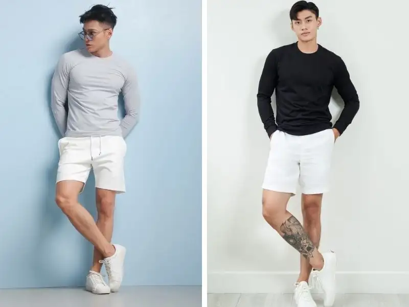 Phối đồ với áo thun tay dài nam - Quần short là ý tưởng không tồi