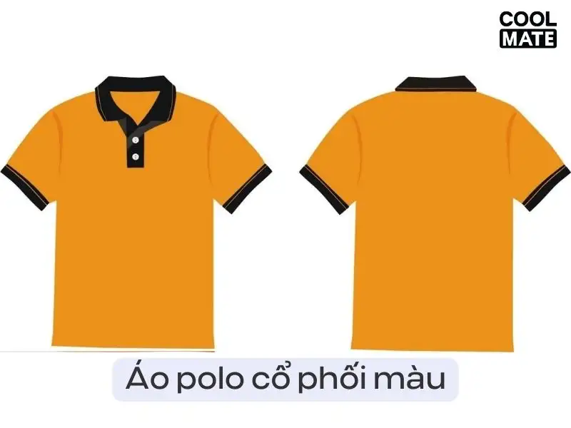 Áo polo phối màu cổ áo và tay áo