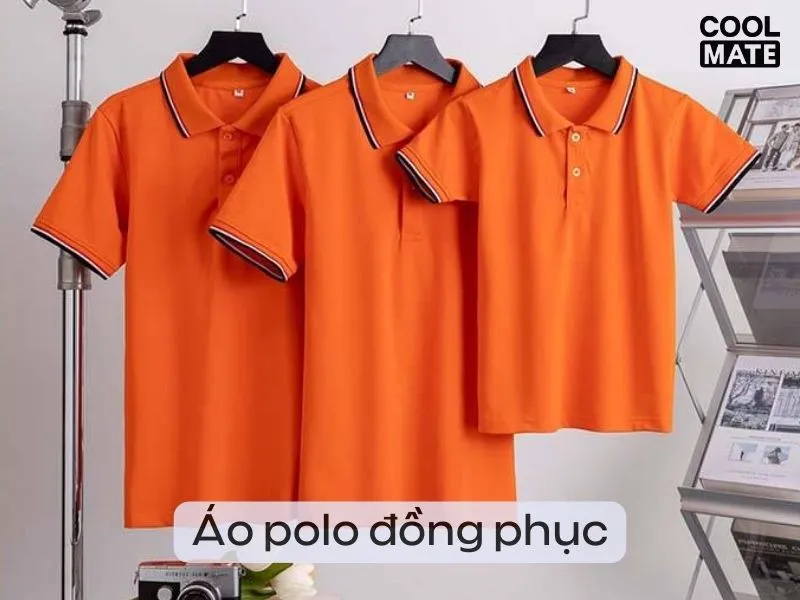 Áo thun polo đồng phục màu cam 