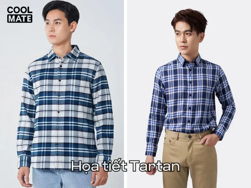 Mẫu áo sơ mi họa tiết kẻ sọc họa tiết Tartan