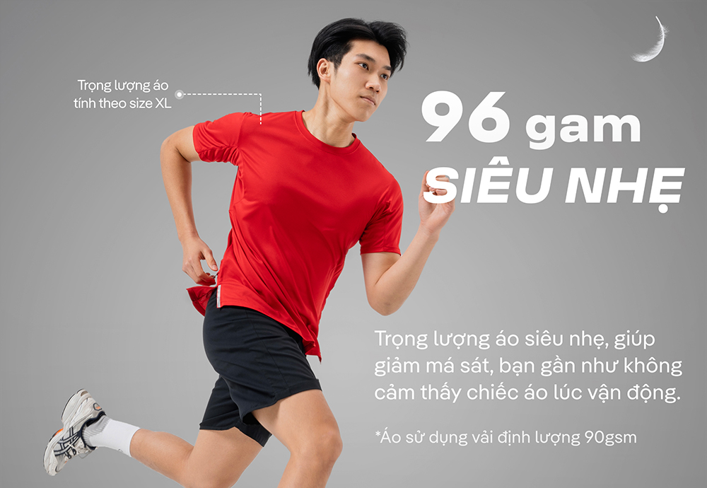 Áo thun nam chạy bộ trọng lượng siêu nhẹ, thoải mái như không mặc