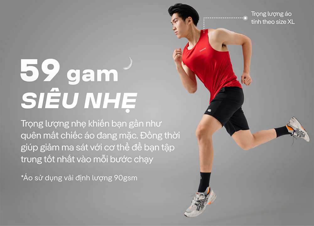 Áo singlet chạy bộ nhẹ chỉ 59g giúp tăng hiệu suất
