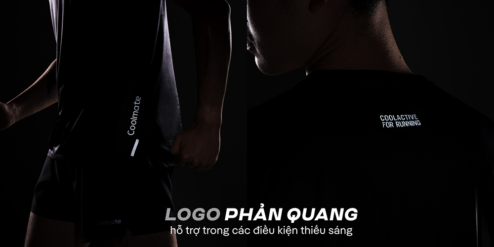 Logo phản quang được in ở vạt áo, tăng khả năng nhận diện khi chạy bộ vào ban đêm
