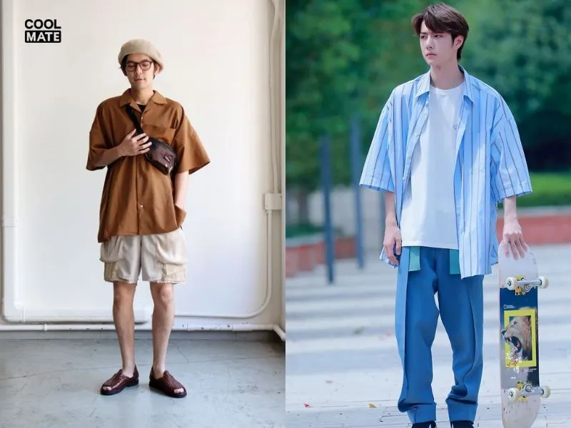 Áo sơ mi tay ngắn nam oversize