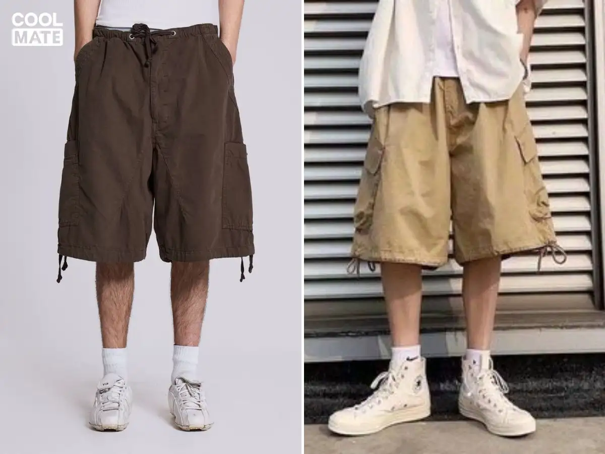 Kết hợp quần short dù và giày thể thao