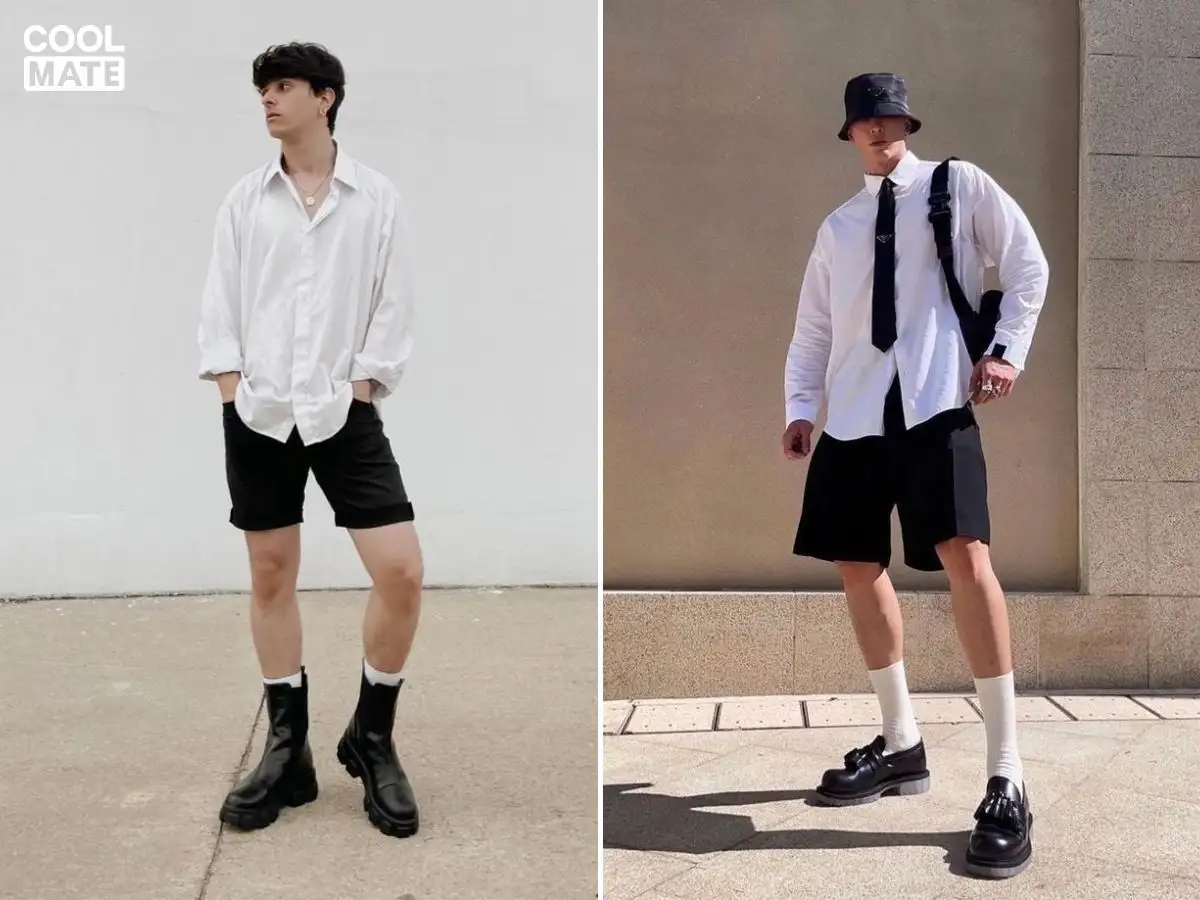 Phối quần short với Chelsea boot