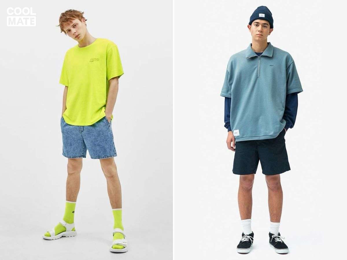 Quần short thể thao oversized vẫn là lựa chọn phổ biến, đặc biệt khi phối cùng sneaker low-top