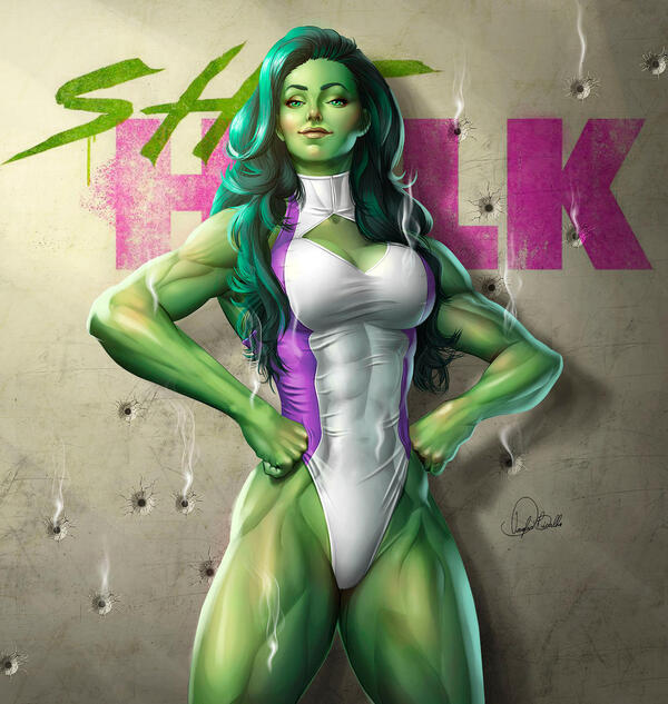 Hình tượng She Hulk được vẽ đầy mạnh mẽ và can trường