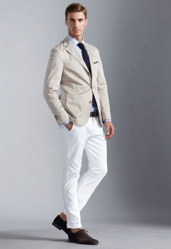 Cách phối quần jean nam trắng - phối cùng áo vest