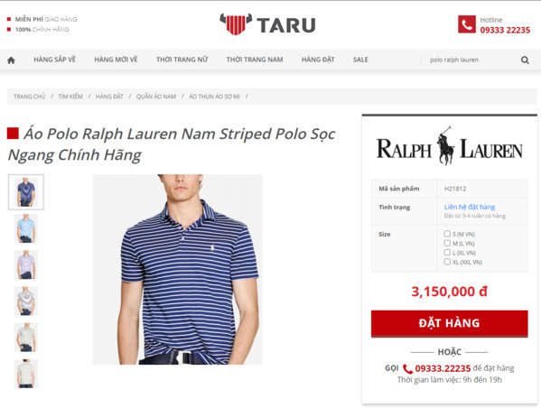 Mua hàng online áo polo nam Ralph Lauren chính hãng qua Taru 